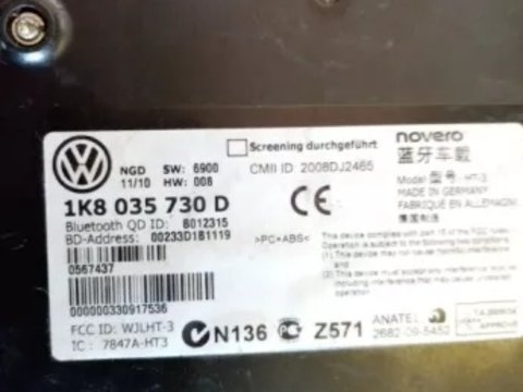 Modul Bluetooth Volkswagen VW Golf Tiguan Passat 3C0035729E 7P603573J 1K8035730D modul Bluetooth