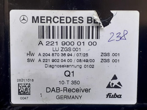 Modul DAB Radio Mercedes W221 cod A2219000100 foto eticheta cod