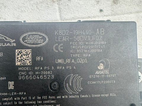 MODUL KEYLESS ENTRY cod K8D2-19H440-AB, LAND ROVER DISCOVERY SPORT, 2019