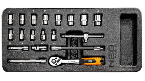 Modul tubulare 1/4 ", , set 19 buc, 