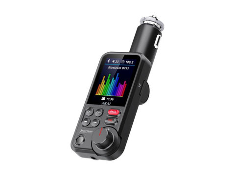 Modulator FM Akai , Bluetooth, USB, Micro SD Card reader, functie incarcator telefon, microfon incorporat, egalizator ERK AL-161020-1