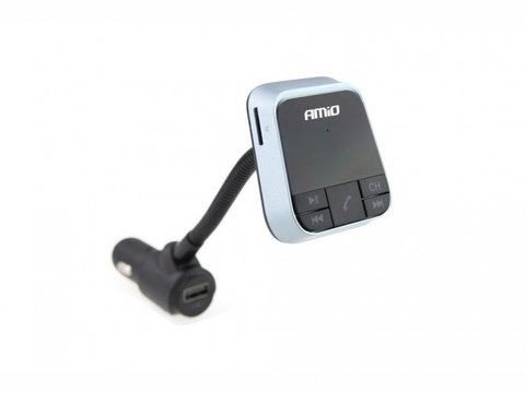 Modulator FM auto AMIO, 12-24V, Bluetooth 5.0, USB, TF card &amp, AUX IN, iesire bricheta USB 2.0A