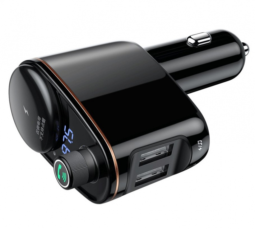 Modulator Fm Bluetooth 2 Porturi Usb Baseus Transmițător FM Bluetooth MP3 Încărcător Auto 2x USB 3.4A Negru CCALL-RH01