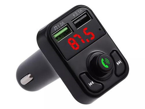 Modulator FM, Bluetooth 5.0, Dual USB, 3.1A+1A, MP3 player
