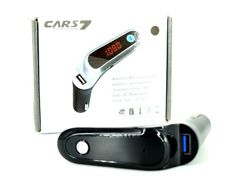 Modulator MP3 cu functie Kit Handsfree auto Bluetooth cu incarcare telefon USB. Voltaj dual: 12V-24V