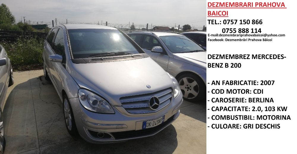 Motor fara accesorii Mercedes-Benz B200,2007,140CP,2.0,Diesel,COD34