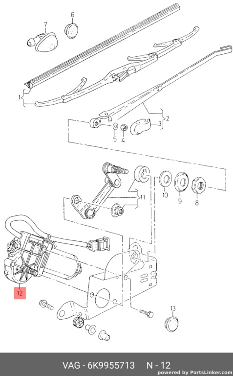 Motoras stergator spate Volkswagen Caddy
