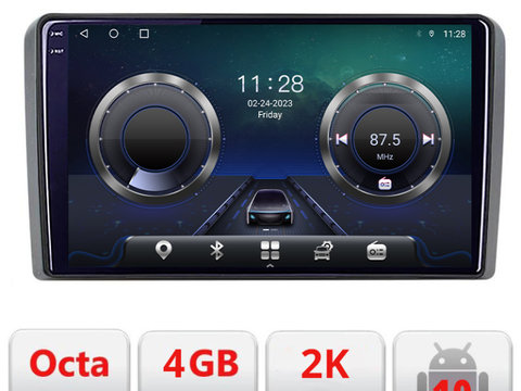 Navigatie dedicata Audi A3 8P C-049 Android Octa Core Ecran 2K QLED GPS 4G 4+32GB 360 KIT-049+EDT-E409-2K