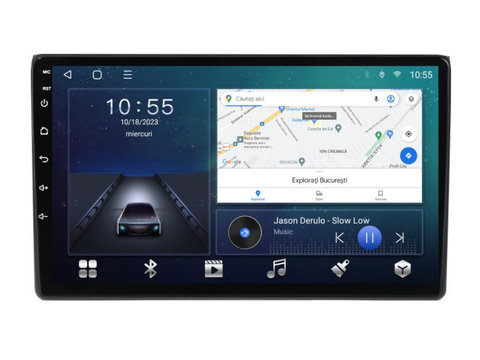 Navigatie dedicata cu Android Audi A4 (B6, B7) 2000 - 2008, 2GB RAM, Radio GPS Dual Zone, Display HD IPS 9" Touchscreen, Internet Wi-Fi si slot SIM 4G, Bluetooth, MirrorLink, USB, Waze