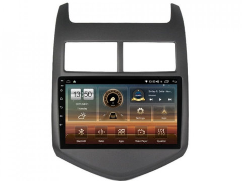 Navigatie dedicata cu Android Chevrolet Aveo 2011 - 2014, 4GB RAM, Radio GPS Dual Zone, Display HD IPS 9" Touchscreen, Internet Wi-Fi si slot SIM 4G, Bluetooth, MirrorLink, USB, Waze