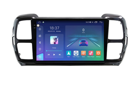 Navigatie dedicata cu Android Citroen C5 Aircross dupa 2018, 8GB RAM, Radio GPS Dual Zone, Display 2K QLED 9.5" Touchscreen, Internet Wi-Fi si slot SIM 4G, Bluetooth, MirrorLink, USB, Waze