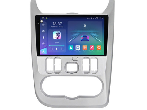 Navigatie dedicata cu Android Dacia Logan I 2008 - 2013, 4GB RAM, Radio GPS Dual Zone, Display 2K QLED 9.5" Touchscreen, Internet Wi-Fi si slot SIM 4G, Bluetooth, MirrorLink, USB, Waze