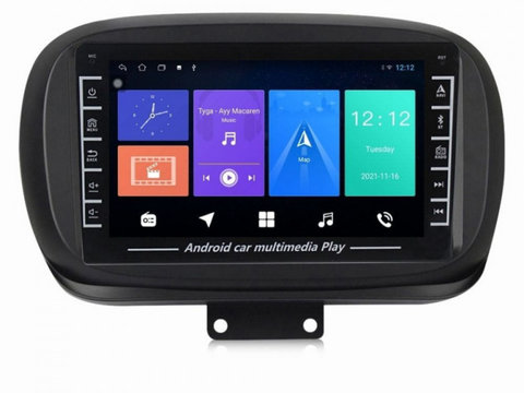 Navigatie dedicata cu Android Fiat 500X dupa 2014, 1GB RAM, Radio GPS Dual Zone, Display HD IPS 8" Touchscreen, Internet Wi-Fi, Bluetooth, MirrorLink, USB, Waze