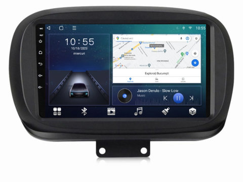 Navigatie dedicata cu Android Fiat 500X dupa 2014, 2GB RAM, Radio GPS Dual Zone, Display HD IPS 9" Touchscreen, Internet Wi-Fi si slot SIM 4G, Bluetooth, MirrorLink, USB, Waze