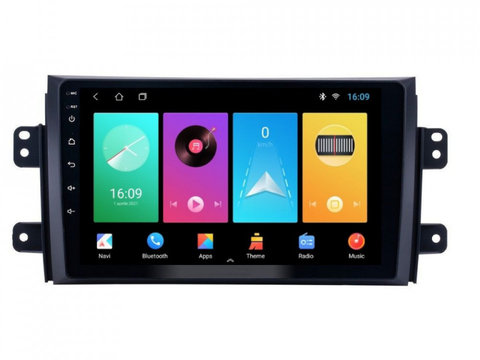 Navigatie dedicata cu Android Fiat Sedici 2006 - 2015, 2GB RAM, Radio GPS Dual Zone, Display HD IPS 9" Touchscreen, Internet Wi-Fi, Bluetooth, MirrorLink, USB, Waze