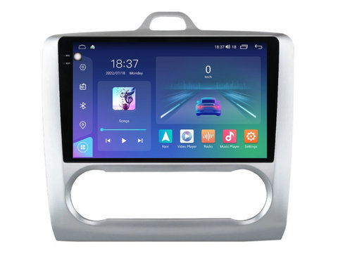 Navigatie dedicata cu Android Ford Focus II 2004 - 2011, clima automata, 8GB RAM, Radio GPS Dual Zone, Display 2K QLED 9.5" Touchscreen, Internet Wi-Fi si slot SIM 4G, Bluetooth, MirrorLink, USB, Waze
