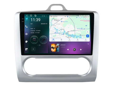 Navigatie dedicata cu Android Ford Focus II 2004 - 2011, clima automata, 12GB RAM, Radio GPS Dual Zone, Display 2K QLED 9.5" Touchscreen, Internet Wi-Fi si slot SIM 4G, Bluetooth, MirrorLink, USB, Waze