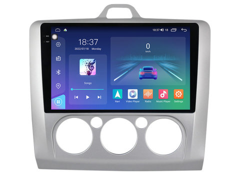 Navigatie dedicata cu Android Ford Focus II 2004 - 2011, clima manuala, 8GB RAM, Radio GPS Dual Zone, Display 2K QLED 9.5" Touchscreen, Internet Wi-Fi si slot SIM 4G, Bluetooth, MirrorLink, USB, Waze