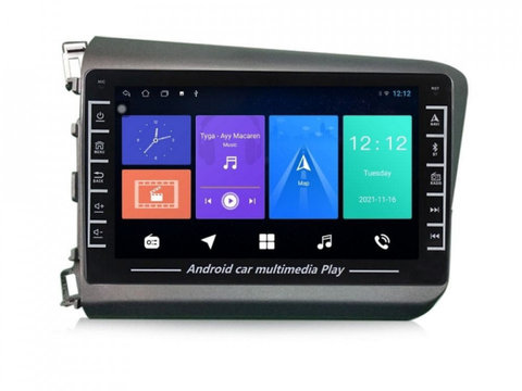 Navigatie dedicata cu Android Honda Civic IX Sedan 2011 - 2015, 1GB RAM, Radio GPS Dual Zone, Display HD IPS 8" Touchscreen, Internet Wi-Fi, Bluetooth, MirrorLink, USB, Waze