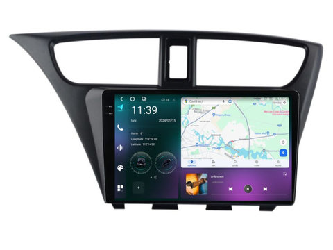 Navigatie dedicata cu Android Honda Civic IX Hatchback 2011 - 2015, 12GB RAM, Radio GPS Dual Zone, Display 2K QLED 9.5" Touchscreen, Internet Wi-Fi si slot SIM 4G, Bluetooth, MirrorLink, USB, Waze