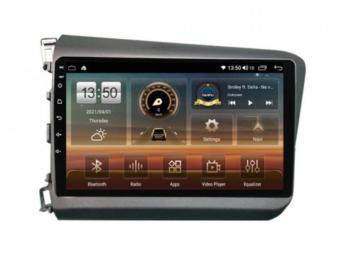 Navigatie dedicata cu Android Honda Civic IX Sedan 2011 - 2015, 6GB RAM, Radio GPS Dual Zone, Display HD IPS 9" Touchscreen, Internet Wi-Fi si slot SIM 4G, Bluetooth, MirrorLink, USB, Waze