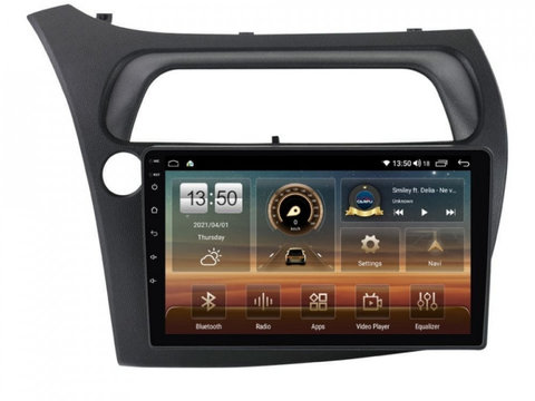 Navigatie dedicata cu Android Honda Civic VIII Hatchback 2006 - 2011, 4GB RAM, Radio GPS Dual Zone, Display HD IPS 9" Touchscreen, Internet Wi-Fi si slot SIM 4G, Bluetooth, MirrorLink, USB, Waze