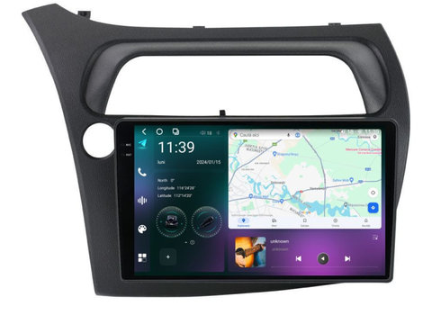 Navigatie dedicata cu Android Honda Civic VIII Hatchback 2006 - 2011, 12GB RAM, Radio GPS Dual Zone, Display 2K QLED 9.5" Touchscreen, Internet Wi-Fi si slot SIM 4G, Bluetooth, MirrorLink, USB, Waze