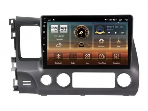 Navigatie dedicata cu Android Honda Civic VIII Sedan 2006 - 2011, 4GB RAM, Radio GPS Dual Zone, Display HD IPS 10" Touchscreen, Internet Wi-Fi si slot SIM 4G, Bluetooth, MirrorLink, USB, Waze