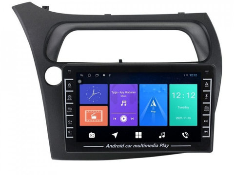 Navigatie dedicata cu Android Honda Civic VIII Hatchback 2006 - 2011, 1GB RAM, Radio GPS Dual Zone, Display HD IPS 8" Touchscreen, Internet Wi-Fi, Bluetooth, MirrorLink, USB, Waze