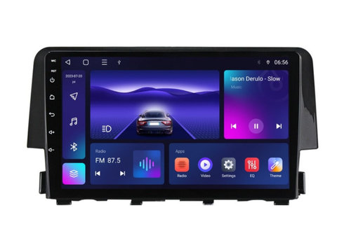Navigatie dedicata cu Android Honda Civic X 2015 - 2021, 3GB RAM, Radio GPS Dual Zone, Display HD IPS 9" Touchscreen, Internet Wi-Fi si slot SIM 4G, Bluetooth, MirrorLink, USB, Waze