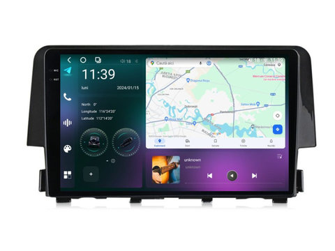 Navigatie dedicata cu Android Honda Civic X 2015 - 2021, 12GB RAM, Radio GPS Dual Zone, Display 2K QLED 9.5" Touchscreen, Internet Wi-Fi si slot SIM 4G, Bluetooth, MirrorLink, USB, Waze