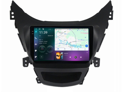 Navigatie dedicata cu Android Hyundai Elantra V 2010 - 2014, 12GB RAM, Radio GPS Dual Zone, Display 2K QLED 9.5" Touchscreen, Internet Wi-Fi si slot SIM 4G, Bluetooth, MirrorLink, USB, Waze