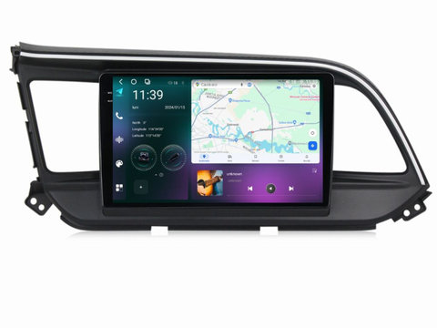 Navigatie dedicata cu Android Hyundai Elantra VI 2019 - 2020, 12GB RAM, Radio GPS Dual Zone, Display 2K QLED 9.5" Touchscreen, Internet Wi-Fi si slot SIM 4G, Bluetooth, MirrorLink, USB, Waze