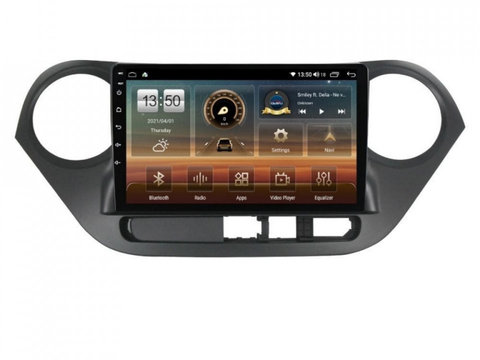 Navigatie dedicata cu Android Hyundai i10 2013 - 2019, 4GB RAM, Radio GPS Dual Zone, Display HD IPS 9" Touchscreen, Internet Wi-Fi si slot SIM 4G, Bluetooth, MirrorLink, USB, Waze