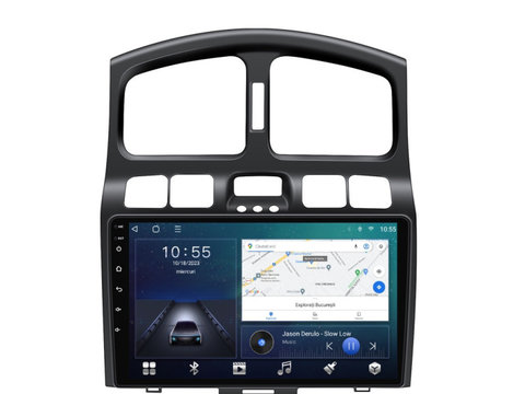 Navigatie dedicata cu Android Hyundai Santa Fe I 2000 - 2006, 2GB RAM, Radio GPS Dual Zone, Display HD IPS 9" Touchscreen, Internet Wi-Fi si slot SIM 4G, Bluetooth, MirrorLink, USB, Waze