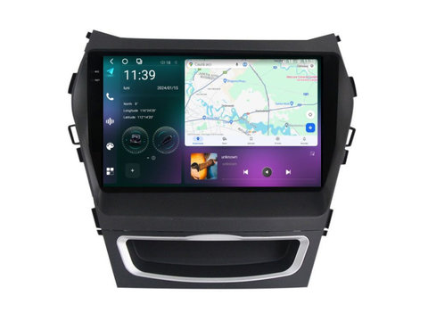Navigatie dedicata cu Android Hyundai Santa Fe III / Grand Santa Fe 2012 - 2018, 12GB RAM, Radio GPS Dual Zone, Display 2K QLED 9.5" Touchscreen, Internet Wi-Fi si slot SIM 4G, Bluetooth, MirrorLink, USB, Waze
