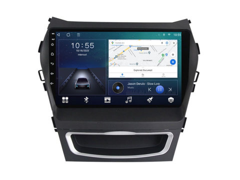 Navigatie dedicata cu Android Hyundai Santa Fe III / Grand Santa Fe 2012 - 2018, 2GB RAM, Radio GPS Dual Zone, Display HD IPS 9" Touchscreen, Internet Wi-Fi si slot SIM 4G, Bluetooth, MirrorLink, USB, Waze