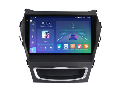 Navigatie dedicata cu Android Hyundai Santa Fe III / Grand Santa Fe 2012 - 2018, 4GB RAM, Radio GPS Dual Zone, Display 2K QLED 9.5" Touchscreen, Internet Wi-Fi si slot SIM 4G, Bluetooth, MirrorLink, USB, Waze