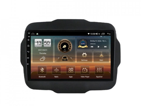 Navigatie dedicata cu Android Jeep Renegade dupa 2014, 4GB RAM, Radio GPS Dual Zone, Display HD IPS 9" Touchscreen, Internet Wi-Fi si slot SIM 4G, Bluetooth, MirrorLink, USB, Waze