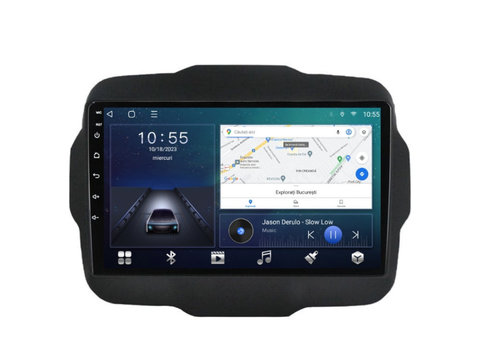 Navigatie dedicata cu Android Jeep Renegade dupa 2014, 2GB RAM, Radio GPS Dual Zone, Display HD IPS 9" Touchscreen, Internet Wi-Fi si slot SIM 4G, Bluetooth, MirrorLink, USB, Waze