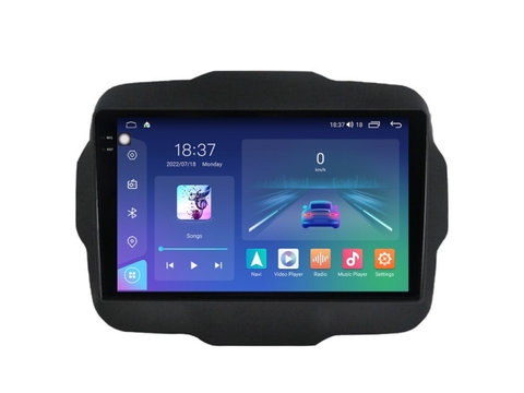 Navigatie dedicata cu Android Jeep Renegade dupa 2014, 4GB RAM, Radio GPS Dual Zone, Display 2K QLED 9.5" Touchscreen, Internet Wi-Fi si slot SIM 4G, Bluetooth, MirrorLink, USB, Waze