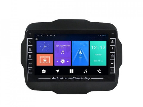 Navigatie dedicata cu Android Jeep Renegade dupa 2014, 1GB RAM, Radio GPS Dual Zone, Display HD IPS 8" Touchscreen, Internet Wi-Fi, Bluetooth, MirrorLink, USB, Waze