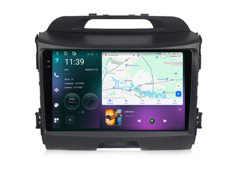 Navigatie dedicata cu Android KIA Sportage 2010 - 2016, 12GB RAM, Radio GPS Dual Zone, Display 2K QLED 9.5" Touchscreen, Internet Wi-Fi si slot SIM 4G, Bluetooth, MirrorLink, USB, Waze