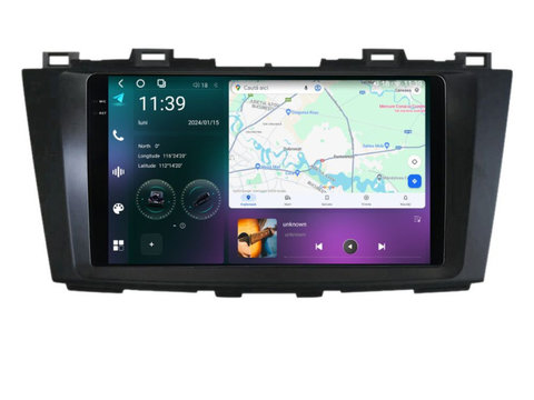 Navigatie dedicata cu Android Mazda 5 2010 - 2017, 12GB RAM, Radio GPS Dual Zone, Display 2K QLED 9.5" Touchscreen, Internet Wi-Fi si slot SIM 4G, Bluetooth, MirrorLink, USB, Waze