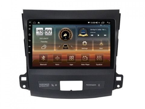 Navigatie dedicata cu Android Mitsubishi Outlander II 2006 - 2012, 4GB RAM, Radio GPS Dual Zone, Display HD IPS 9" Touchscreen, Internet Wi-Fi si slot SIM 4G, Bluetooth, MirrorLink, USB, Waze