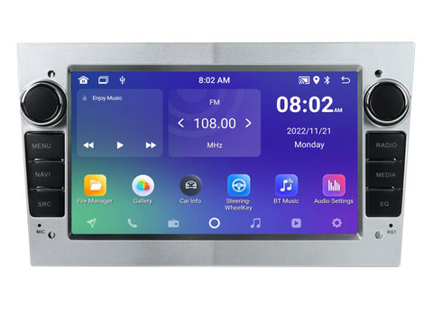 Navigatie dedicata cu Android Opel Astra H 2004 - 2014, gri deschis, 2GB RAM, Radio GPS Dual Zone, Display HD IPS 7" Touchscreen, Internet Wi-Fi, Bluetooth, MirrorLink, USB, Waze