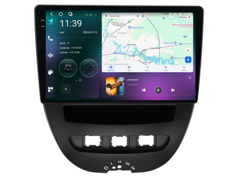 Navigatie dedicata cu Android Peugeot 107 2005 - 2014, 12GB RAM, Radio GPS Dual Zone, Display 2K QLED 10.36" Touchscreen, Internet Wi-Fi si slot SIM 4G, Bluetooth, MirrorLink, USB, Waze