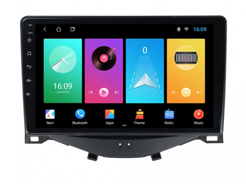 Navigatie dedicata cu Android Peugeot 108 2014 - 2022, 1GB RAM, Radio GPS Dual Zone, Display HD IPS 9" Touchscreen, Internet Wi-Fi, Bluetooth, MirrorLink, USB, Waze