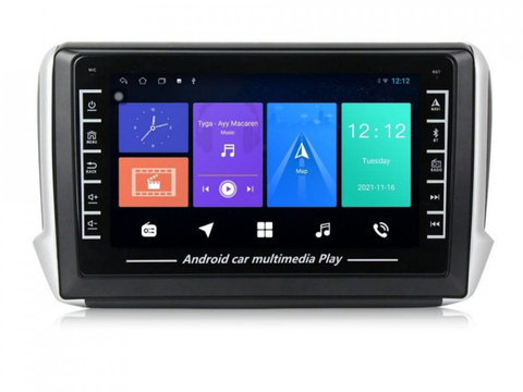 Navigatie dedicata cu Android Peugeot 2008 I 2013 - 2019, 1GB RAM, Radio GPS Dual Zone, Display HD IPS 8" Touchscreen, Internet Wi-Fi, Bluetooth, MirrorLink, USB, Waze