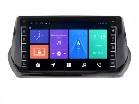 Navigatie dedicata cu Android Peugeot 2008 II dupa 2019, 1GB RAM, Radio GPS Dual Zone, Display HD IPS 8" Touchscreen, Internet Wi-Fi, Bluetooth, MirrorLink, USB, Waze